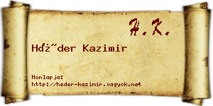 Héder Kazimir névjegykártya